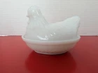 Vintage White Milk Glass Hen On Nest Small Candy Dish