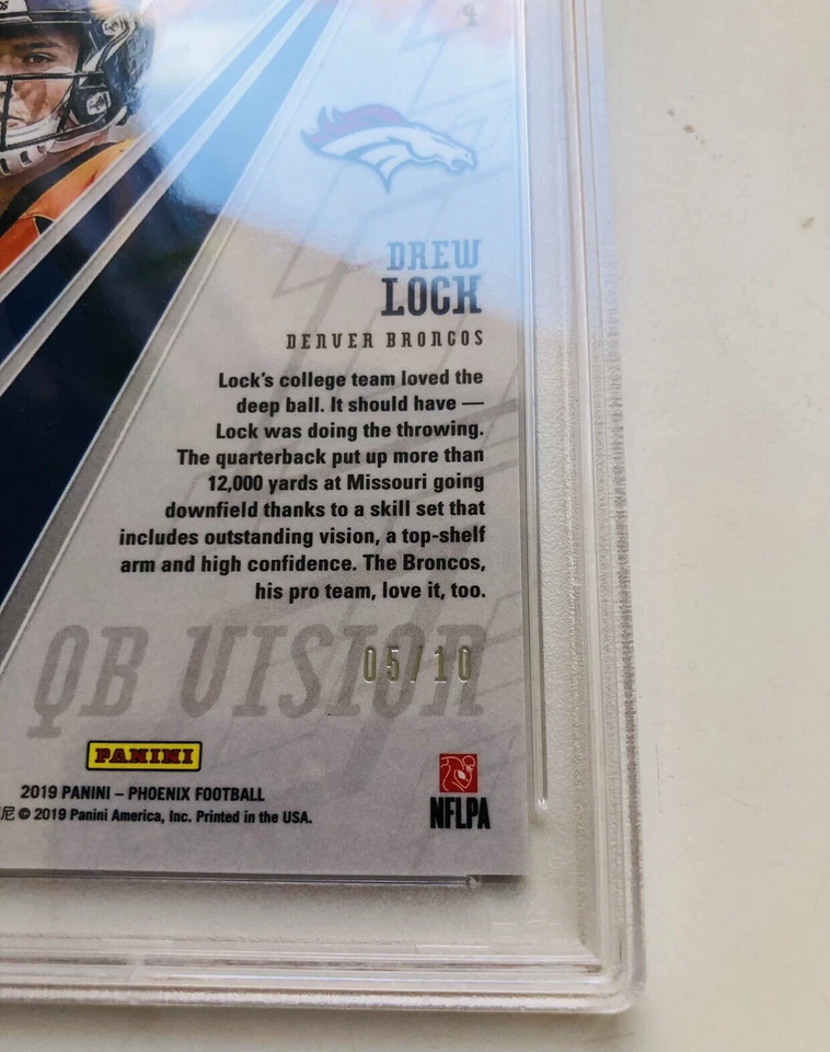 2019 Phoenix DREW LOCK QB Vision Black 5/10 RC #4 PSA 10 GEM MINT - Image 2 of 3