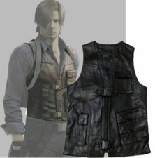 Resident Evil Leon Scott Kennedy Leather slim vest Cosplay costume/