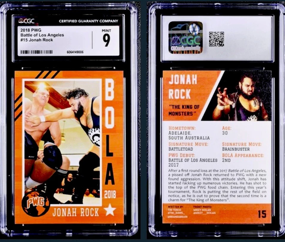 Bronson Reed /Jonah Rock 2018 PWG BOLA #15 Rookie RC Walter / Gunther CGC 9 - Image 3 of 4
