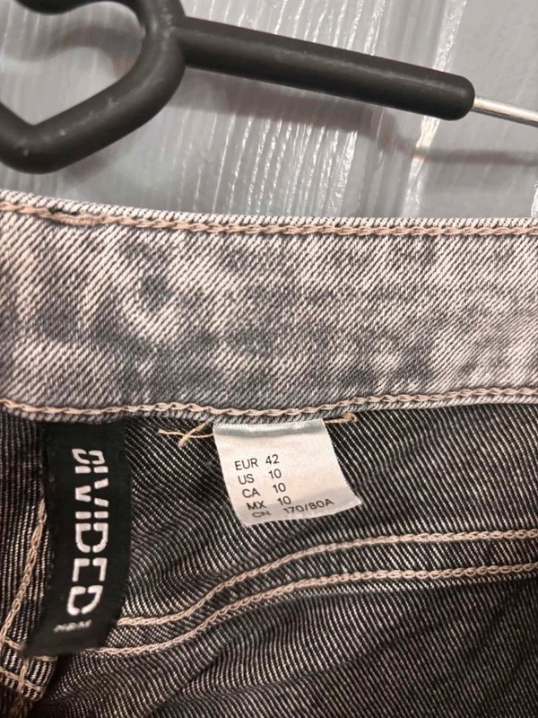 H&M Divided Acid Wash Grey Flared Denim Jeans Size UK 14 (EUR 42) image 3