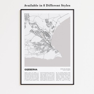 Gqeberha City Map Print, Eastern Cape Travel Poster, Modern Map, Wall Decor Art