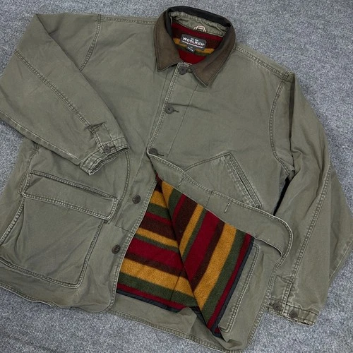 Woolrich Saddle Jacket Mens XL Loden Green Blanket Lined Chore Barn 12201