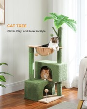 PAWZ Road 46" Small Cat Tree Tower Scratching Post with Dual Condos Hammock Ball