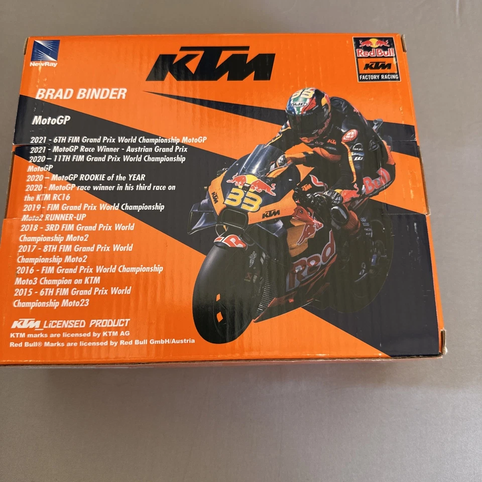 NEW RAY 1:12 KTM RC16 MOTORCYCLE 33 BRAD BINDER RED BULL KTM FACTORY Discontinue - Image 4 of 4