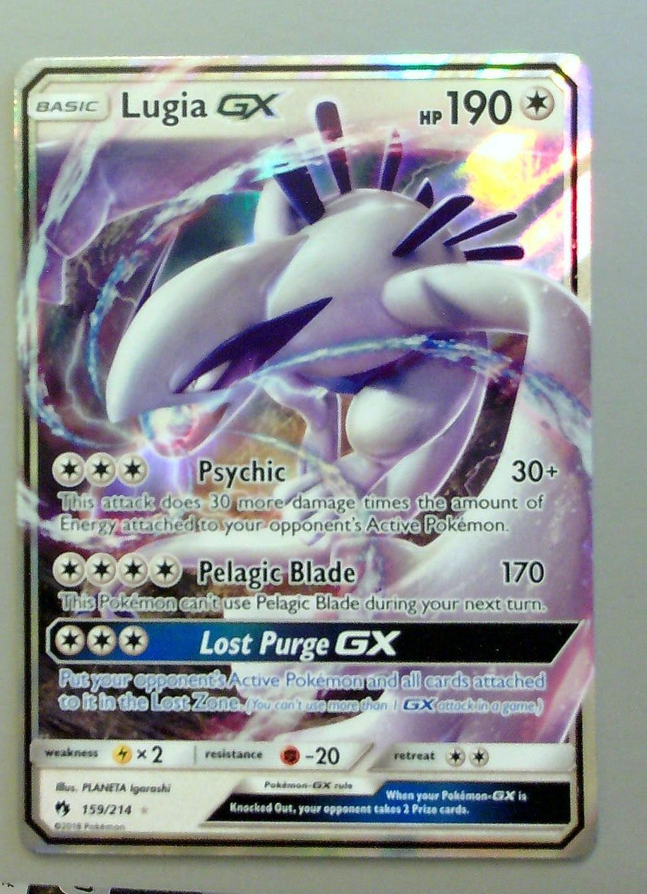 Pokémon TCG Lugia GX 159/214 Sm-Lost Thunder Holo ~ minor edge whitening LP/NM