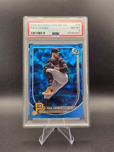 2025 Bowman Chrome S/E Paul Skenes Blue Sapphire #30 PSA 8 NM-MT Pirates