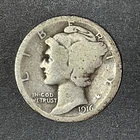 1916 S Mercury Dime 10 cents USA Coin 90% Silver Liberty Freedom WWI