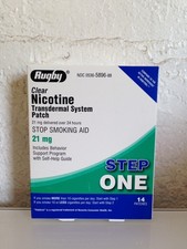 Rugby Nicotine Patches Step 1 21mg , 14 Clear Transdermal Stop Smoking Patches