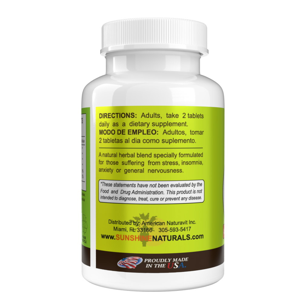 Sunshine Naturals Calma Calm Aid 500 Mg 100 Tablets Mood Support