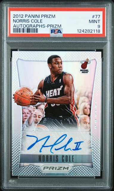 2012 Panini Prizm #77 Norris Cole Silver Prizms Rookie Card RC Auto /25 PSA 9
