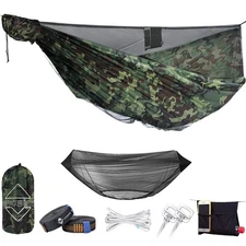 Premium 12' Camping Double Hammock with Tree Straps and Bug Net for Travel, C...