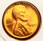 1945-P Lincoln Wheat Cent Penny GEM RED BU From an Original Bank Roll