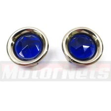 Blue Dot Tail Light Lens Insert, Universal Lens Enhancer w/ Chrome Ring Set of 2