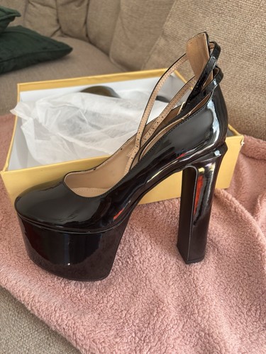 Black Patent High Block Heel Shoes - Picture 5 of 5