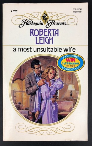 A Most Unsuitable Wife book by Roberta Leigh Romance Harlequin Presents #1298 - Foto 1 di 9