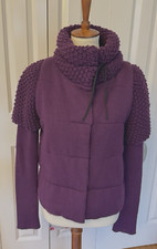 Red Valentino Violet Wool Knit Coat High Neck Size L