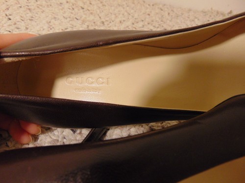 NEW Gucci Classic Pumps Brown Leather Heel Size 7.5B - Picture 8 of 12