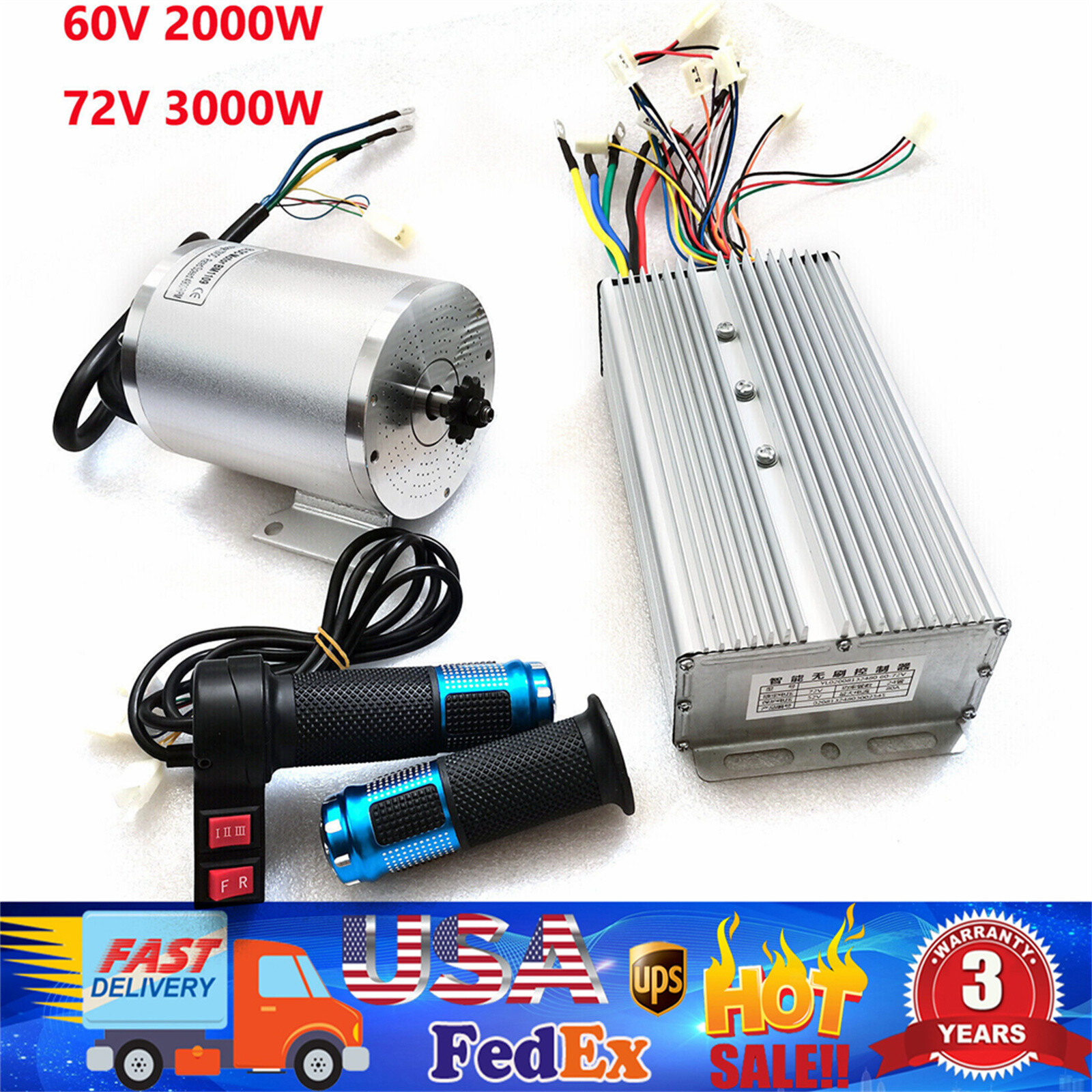 60V 72V Electric Scooter E-Bike Motor Conversion Kit Speed Controller 2000/3000W