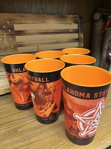 Oklahoma State Cowboys 32oz Plastic Cups NCAA Licensed 6 pack - Picture 2 of 11