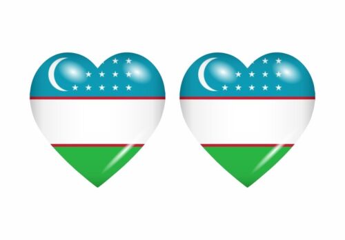 2x Sticker Flag Heart Uz Uzbekistan - Picture 1 of 1