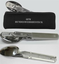 ORIGINAL Bundeswehr Essbesteck Besteck  OFW BW Campingbesteck 4-teilig Etui