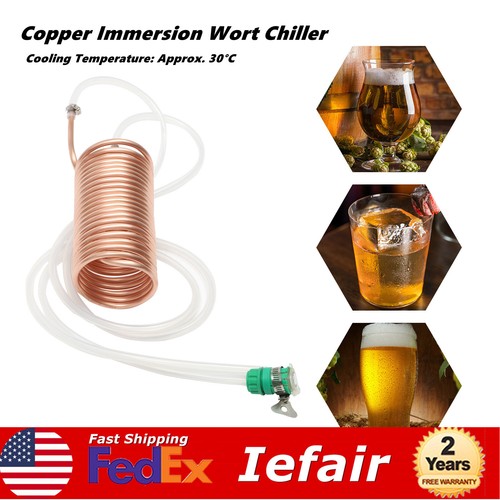 35cm/13.78in Copper Wort Chiller With 1.5m/4.92ft Silicone Hose and Clamps
