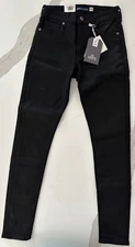 Levis Black NWT Made Crafted 721 High Rise Skinny Big E Leather Patch MSRP $148