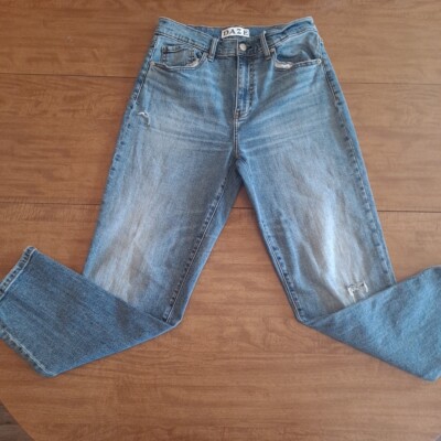 DAZE Jeans 28 Womens High Rise Distressed Straight Leg Light Denim 
