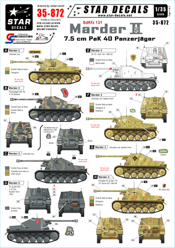 Star Decals 1/35  Sd.Kfz.131 Marder II decals 35872 x - Picture 1 of 2