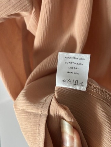 NWT HeySon Balloon Short Sleeve Collared Button VNeck Ruffle Blush Pink Blouse L - Picture 6 of 7
