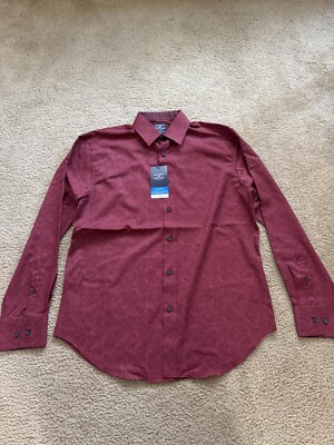 Society of Threads Men's Floral Shirt Medium Slim Fit No Iron 4-way Stretch NWT