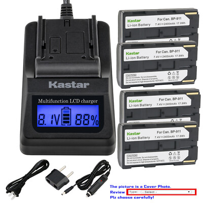 Kastar Battery LCD Fast Charger for BP-911 BP-915 & Canon V520 XF100 XF105 XF200