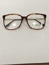 Vtg NOS Amber Boston Style St. Moritz Plastic  Gold Frame Glasses 54-18-140