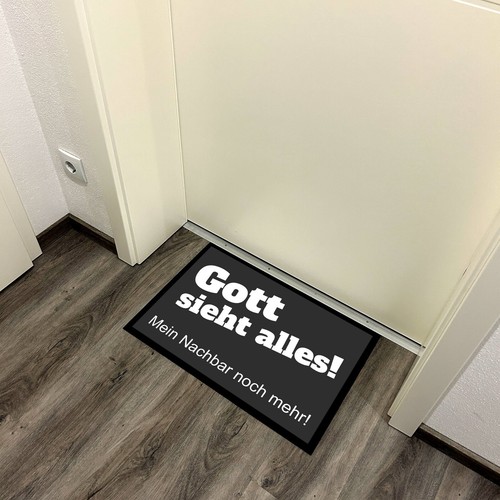 Fußmatte mit Spruch | Gott sieht alles! | 60x40cm | Schmutzfang Türmatte - Bild 3 von 5
