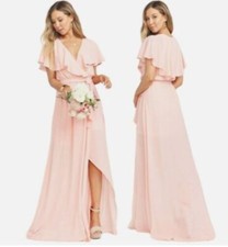 Show Me Your Mumu Dress Frosty Pink Audrey Maxi Ruffle with Slit Size XX-Small
