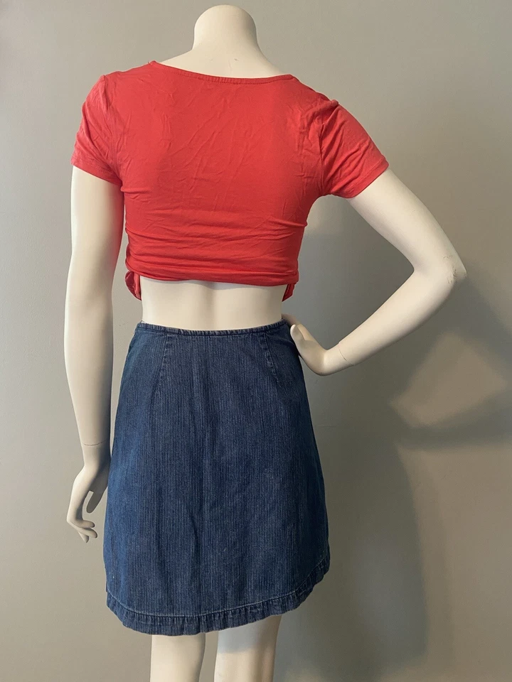Ralph Lauren 90’s Denim Mini Wrap Kilt Falda Talla 4 Ajustable Foto 4 de 4