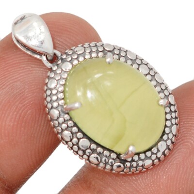 Natürlicher Prehnit 925 Sterling Silber Anhänger Schmuck CP70851