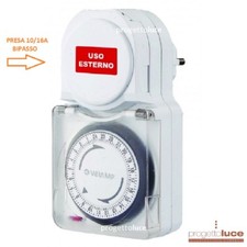 VELAMP TIMER GIORNALIERO PROGRAMMABILE DA ESTERNO TEMPORIZZATORE PRESA BIPASSO 