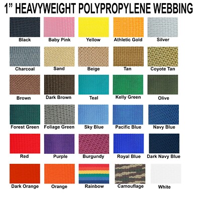 1 Inch Polypropylene Webbing Heavy Weight 1'' Strap 5 Yards