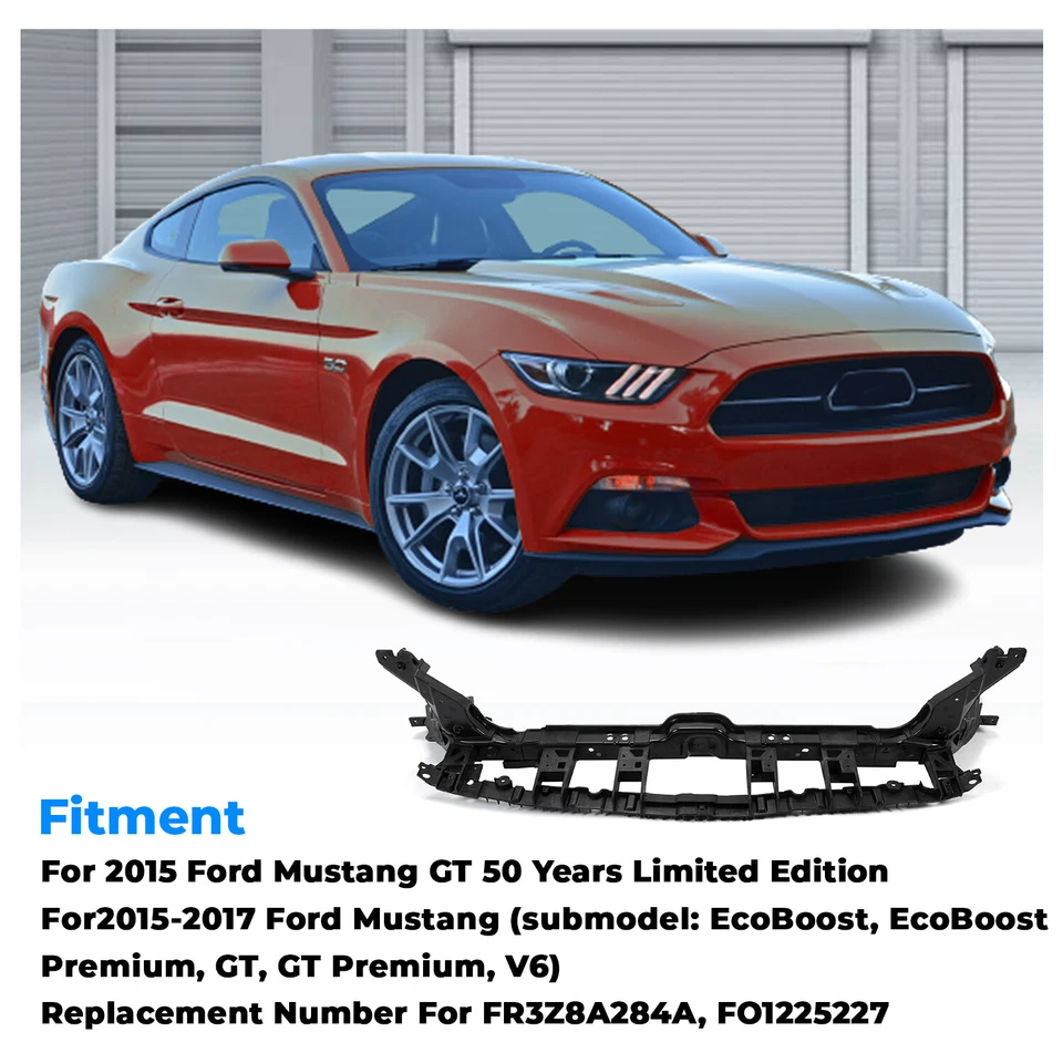 New Black Upper Tie Bar Radiator Support Fit 2015-2017 Ford Mustang FR3Z8A284A Foto 3 de 4