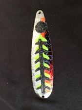 High Percentage Salmon Trolling Spoon With Hyper Vis Tape Not Paint 4 3/4”.