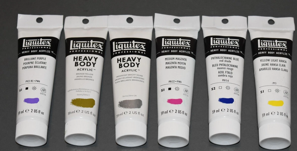 Premium Lot of 6 x Liquitex Heavy Body Acrylic Paint- 2 oz Tubes - Retail  $53.00