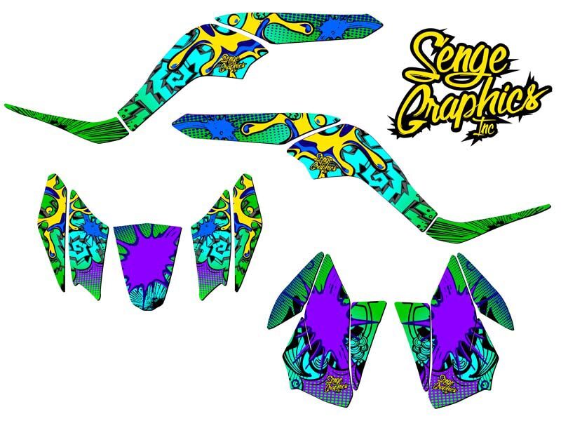 2007-2020 KFX 50 ZANY Green Senge Graphics Kit Compatible