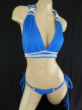 Exotic dancer stripper royal blue two piece bikini dance outfit - dancewear