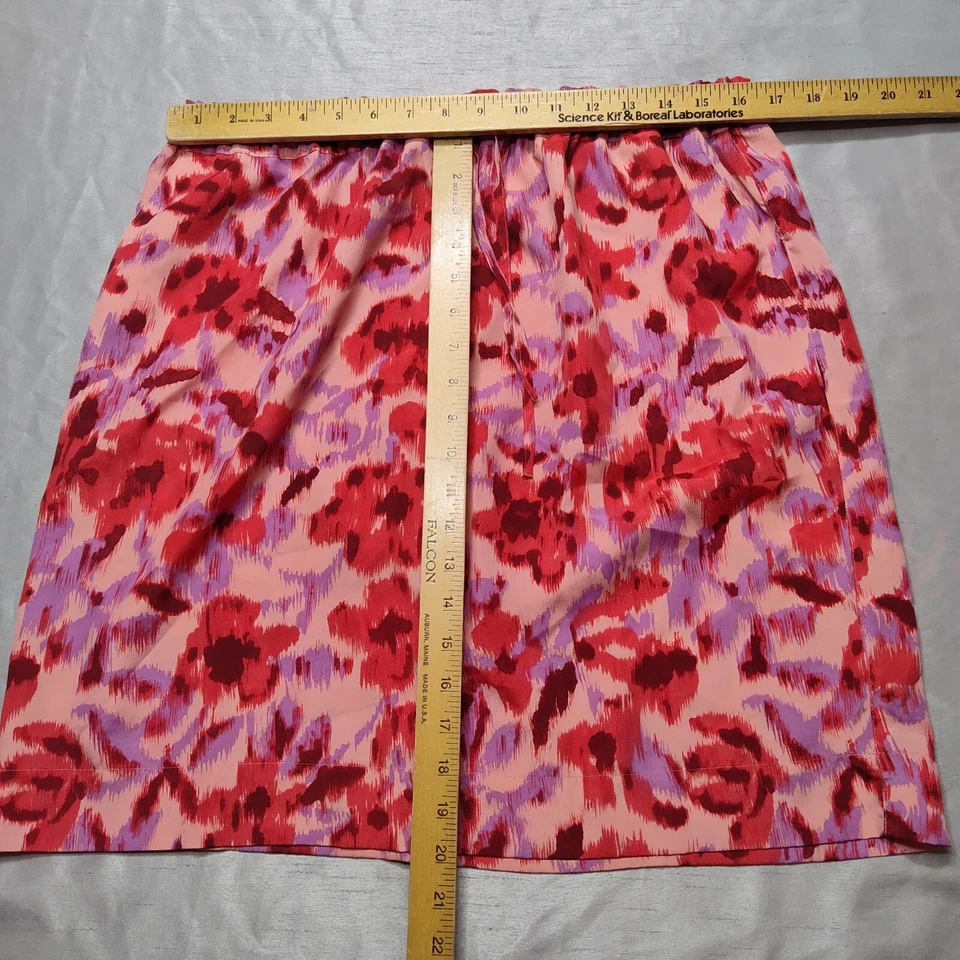 JOE FRESH Women Size XL Orange Purple Floral 20" Pull-On Skirt - Image 4 of 4