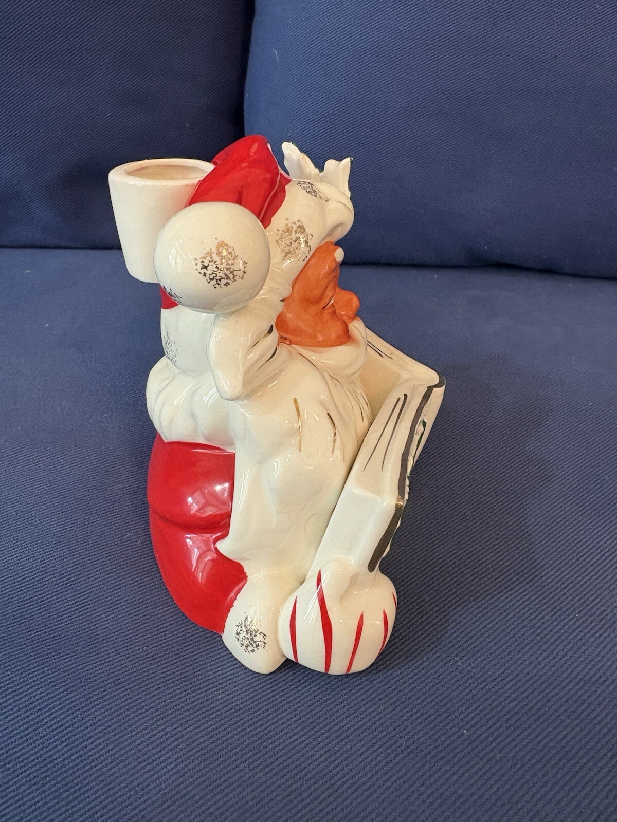 Vintage LIPPER & MANN Ceramic Christmas NOEL Santa Claus Candleholder Japan