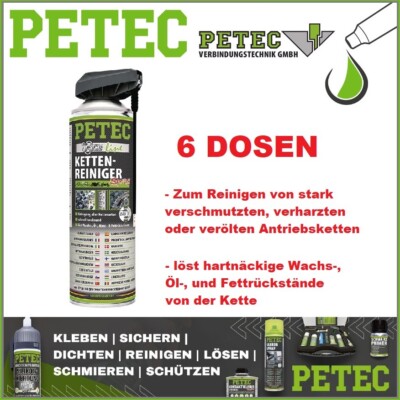 6 DOSEN PETEC KETTENREINIGER SPRAY Fahrrad Motorradketten 500 ML Harz Öl Fett