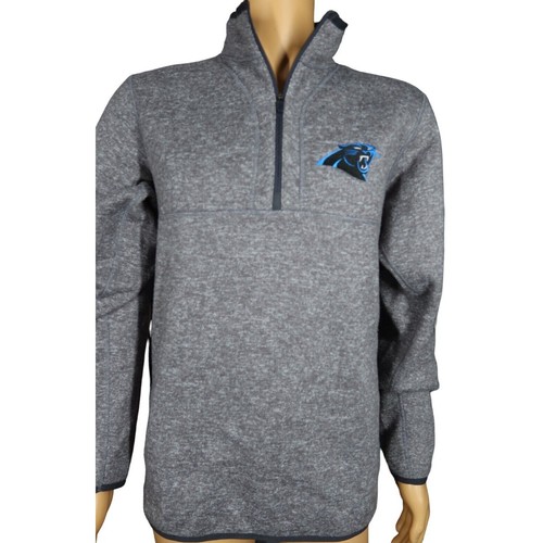 Carolina Panthers Sweater Jacket Size L NFL Football 1/4 Zip Gray Pullover - Picture 2 of 7