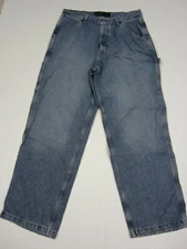 Express Carpenter Men 34x30 Sandblast Blue Jeans Painters Wash Denim Loose Work